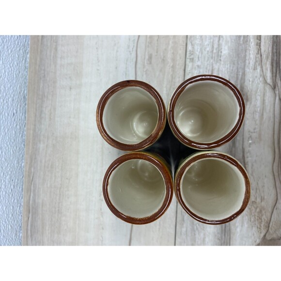 Mexican Folk Art Terracotta Pottery Tumblers Hand Painted Set Of 4 - Picture 3 of 7